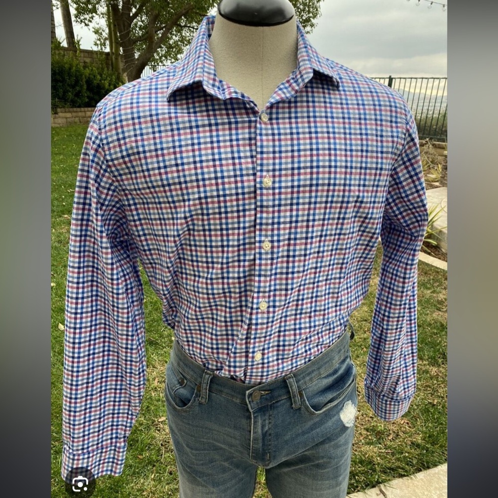 Ben Sherman button down plaid shirt with stretch tailored small NWT‎
